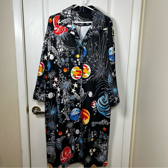 Women’s Space/planets Large Duster Robe Or Jacket Fashion Wear Multi Colored - Picture 1 of 15